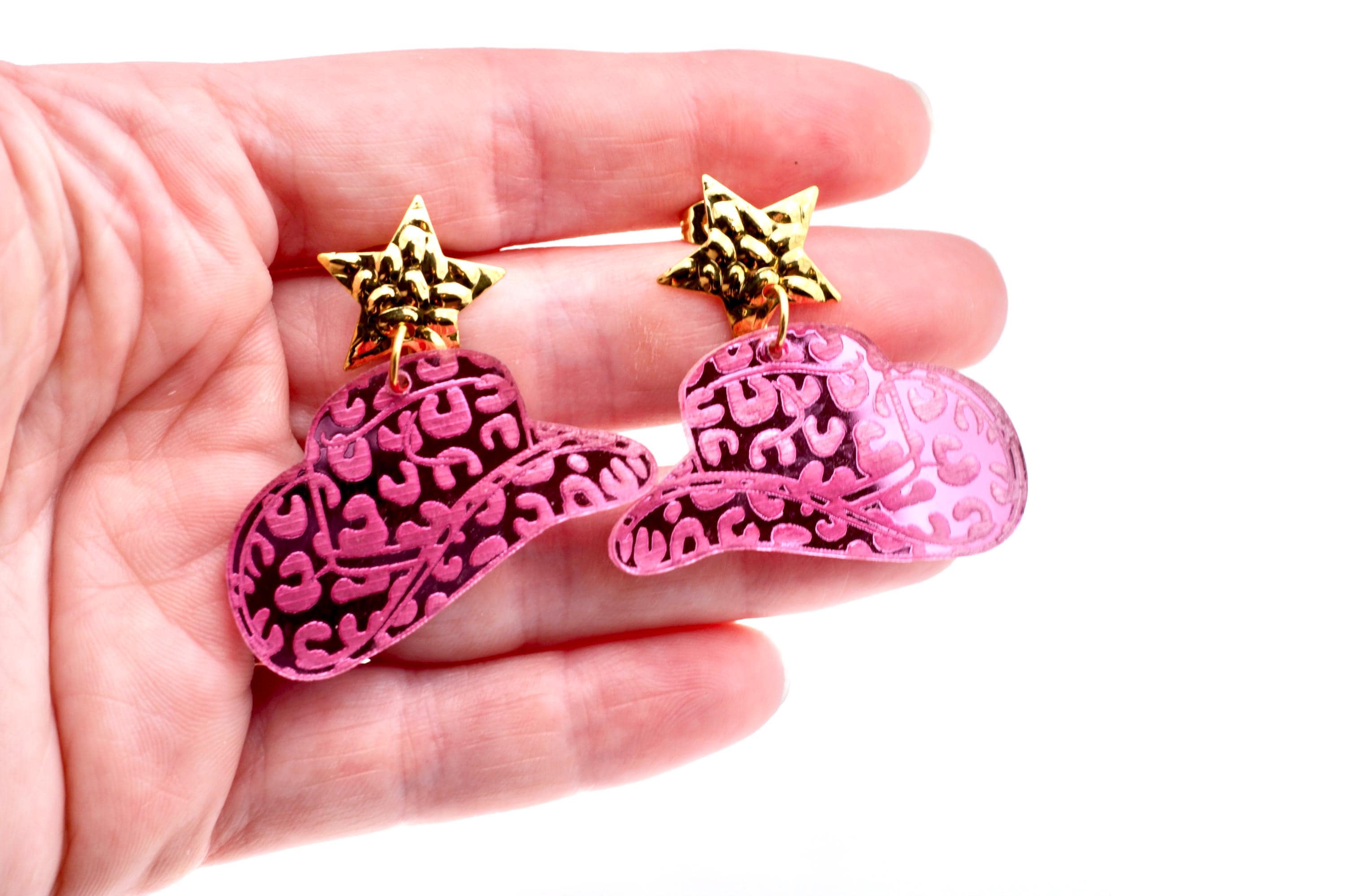 Pink Cowgirl Hat Earrings