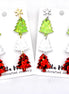 Red White Green Triple Tree Earrings