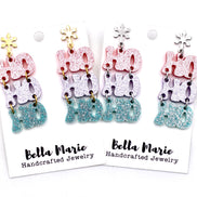 Pastel Glitter Ho Ho Ho Earrings