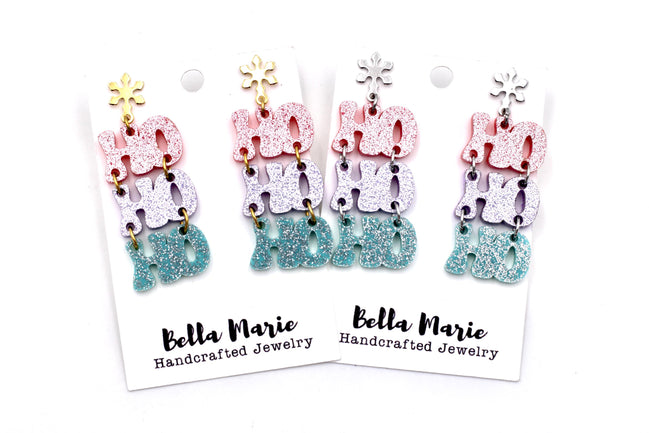 Pastel Glitter Ho Ho Ho Earrings