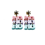 Pastel Glitter Ho Ho Ho Earrings
