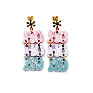 Pastel Glitter Ho Ho Ho Earrings
