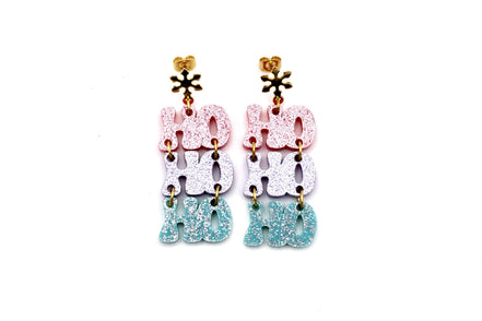 Pastel Glitter Ho Ho Ho Earrings