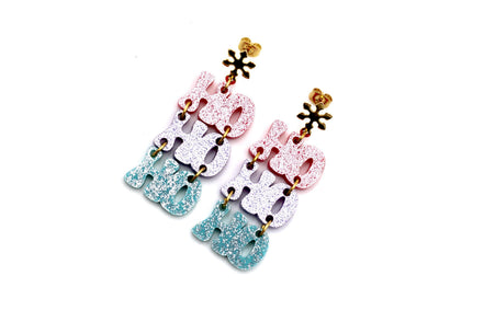 Pastel Glitter Ho Ho Ho Earrings