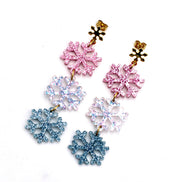 Pink & Blue Glitter Snowflake Earrings