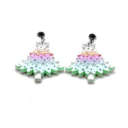 Pastel Glitter Christmas Tree Earrings