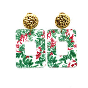 Red & Green Christmas Floral Earrings