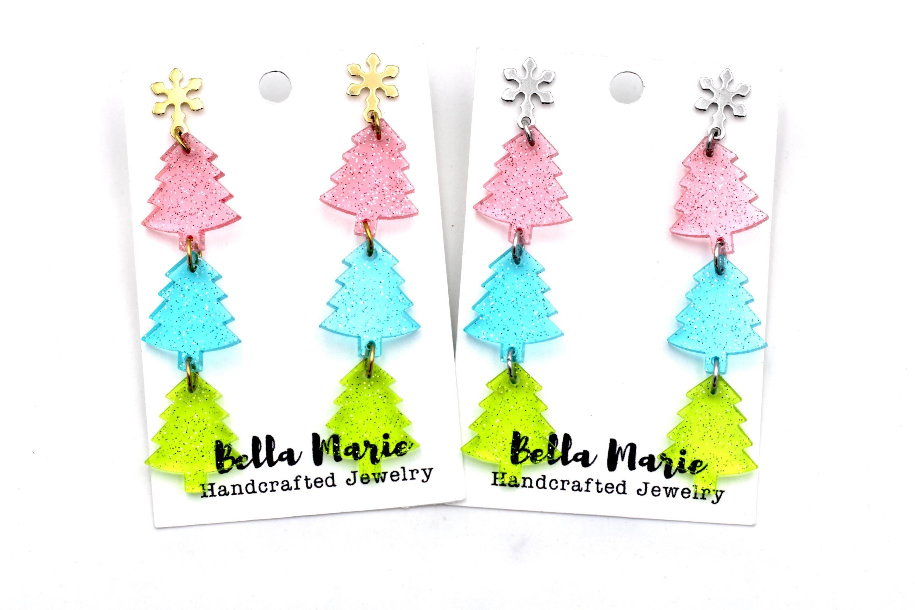 Jelly Glitter Tree Earrings