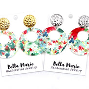 Christmas Floral Circle Earrings