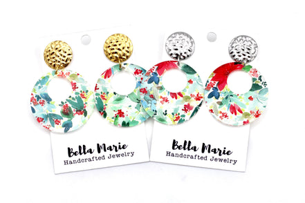 Christmas Floral Circle Earrings