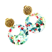 Christmas Floral Circle Earrings