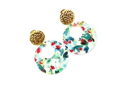 Christmas Floral Circle Earrings