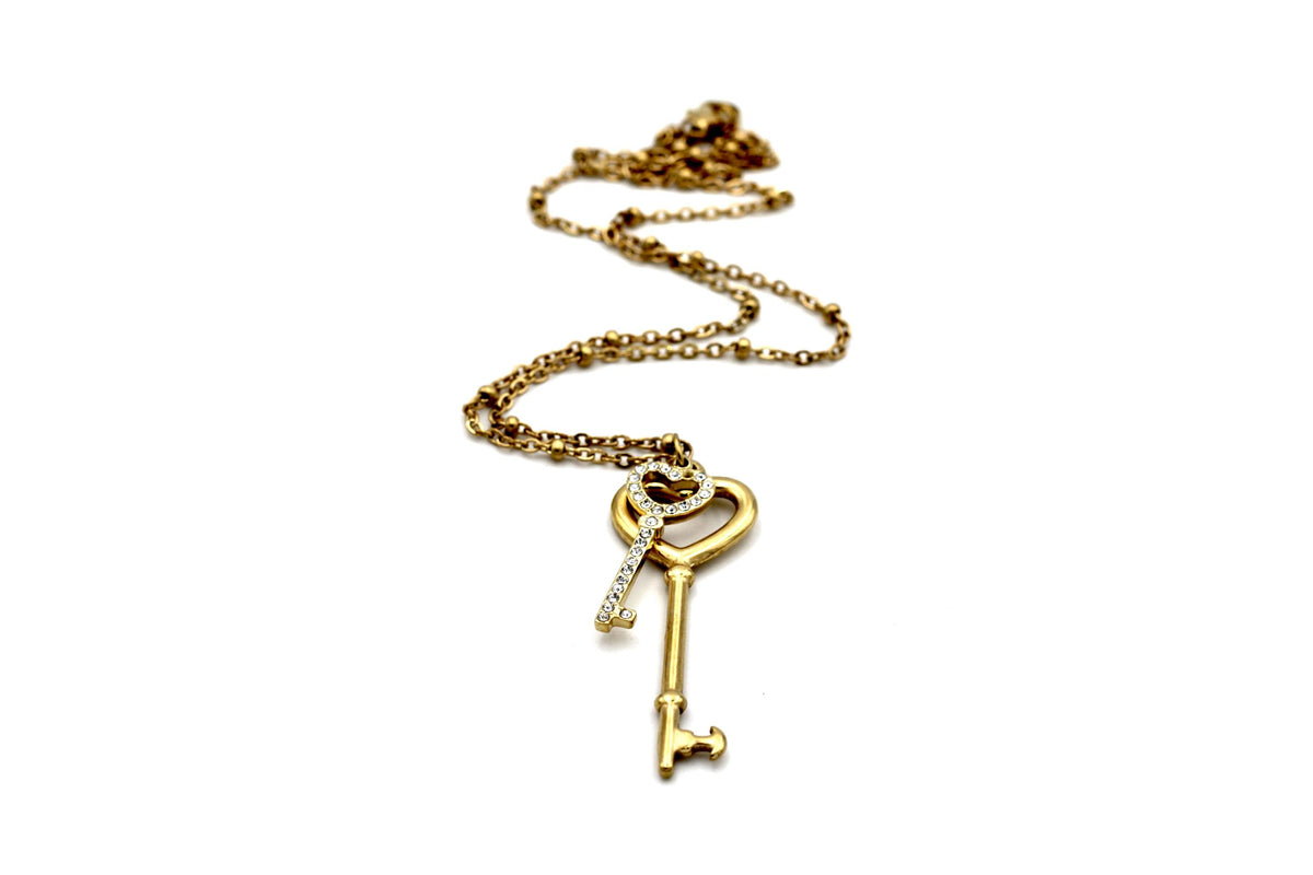 Double Key Charm Necklace