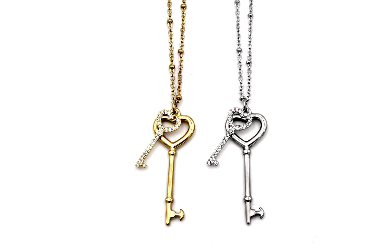 Double Key Charm Necklace
