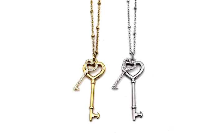 Double Key Charm Necklace