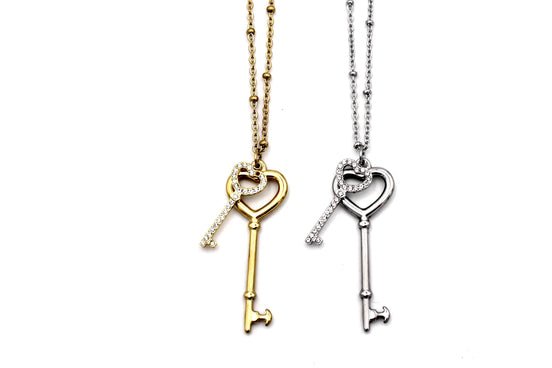 Double Key Charm Necklace