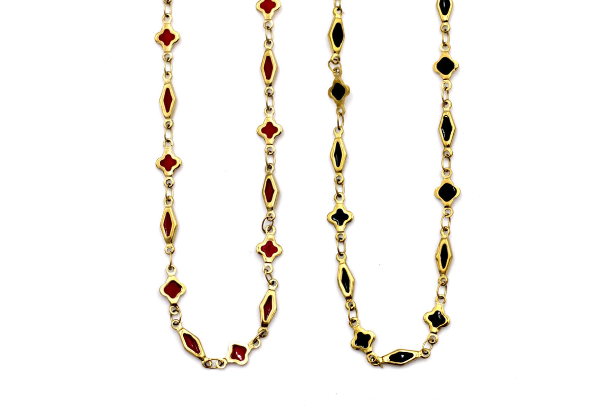 Enamel Quatrefoil Necklace