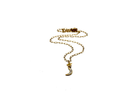 Dainty Moon & Star Rhinestone Necklace