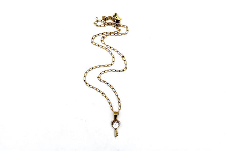 Gold Heart Key Rhinestone Necklace