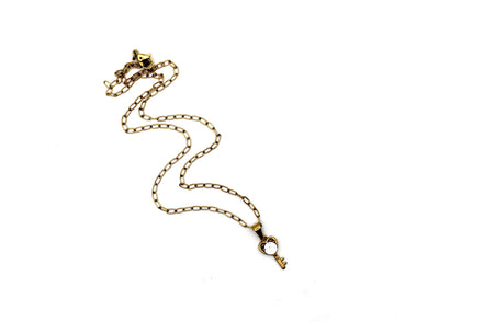 Gold Heart Key Rhinestone Necklace
