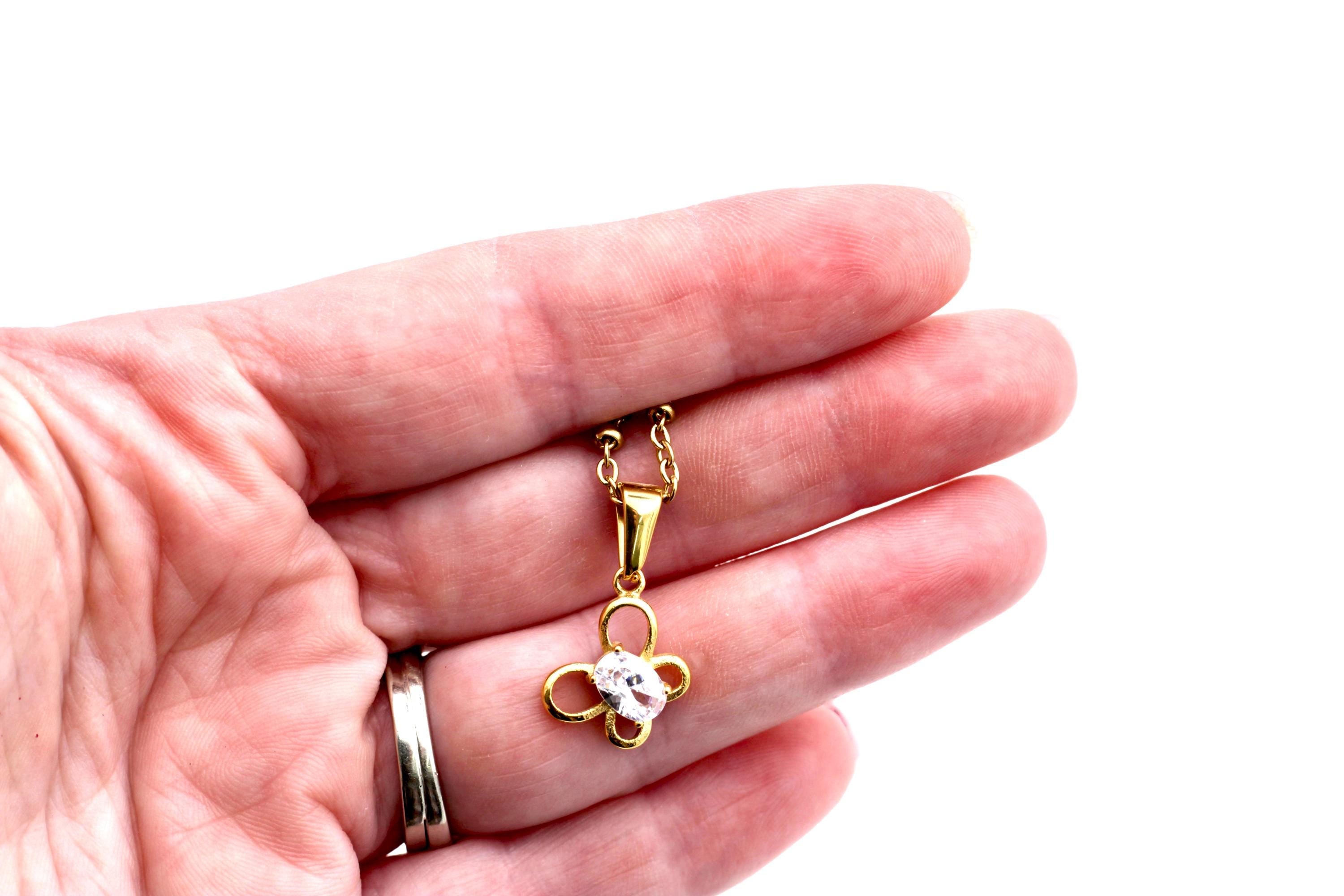 Gold Butterfly Rhinestone Necklace