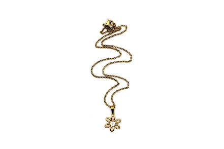 Gold Flower Rhinestone Necklace