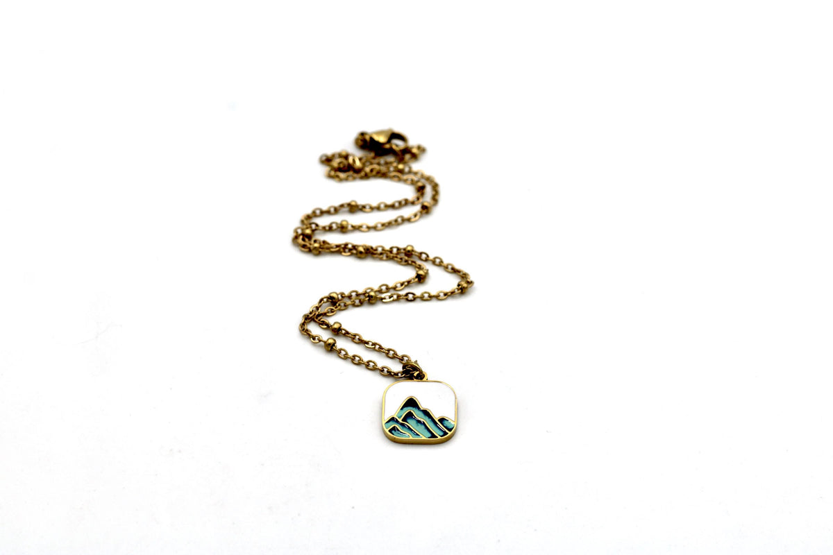 Gold Enamel Mountain Necklace