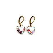 Multicolor Rhinestone Heart Leverback Earrings