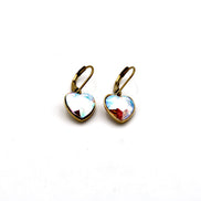 Multicolor Rhinestone Heart Leverback Earrings