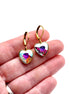Multicolor Rhinestone Heart Leverback Earrings