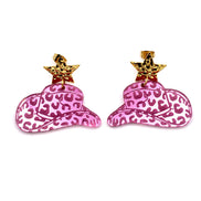 Pink Cowgirl Hat Earrings