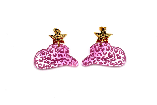 Pink Cowgirl Hat Earrings