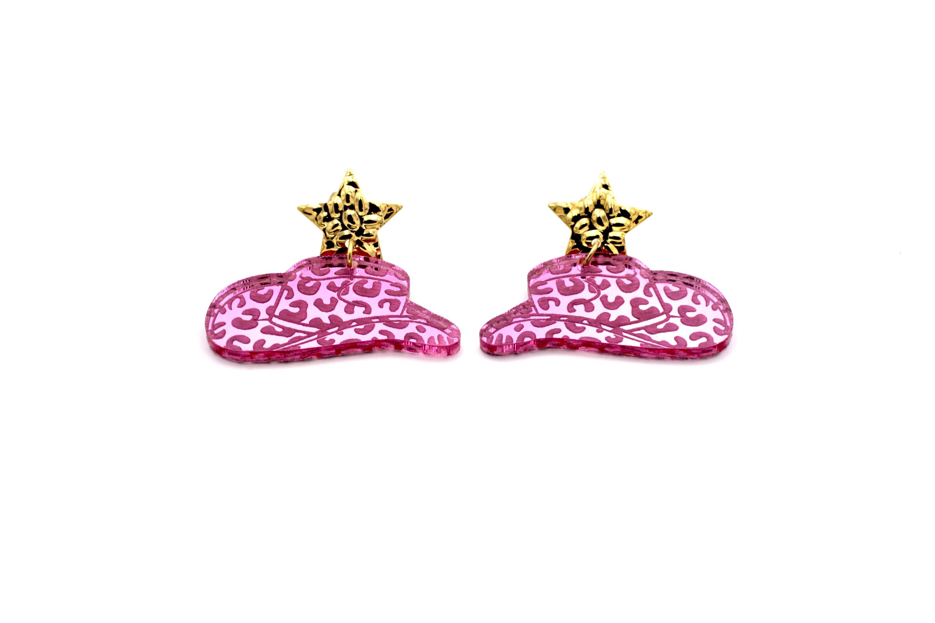 Pink Cowgirl Hat Earrings