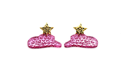Pink Cowgirl Hat Earrings