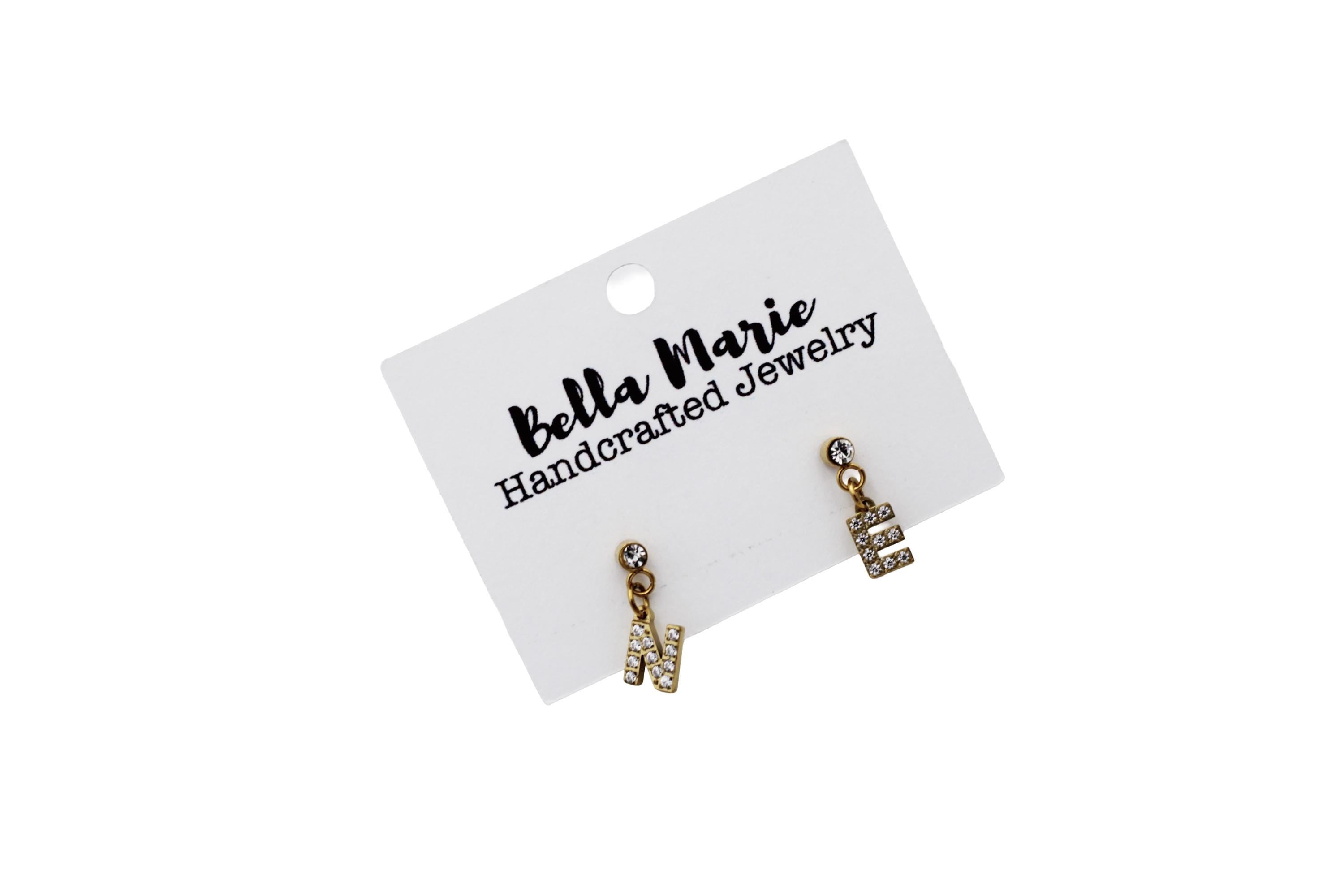 Gold Rhinestone NE Earrings