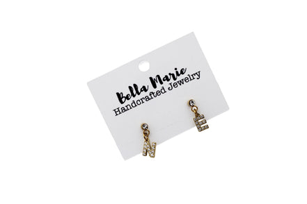 Gold Rhinestone NE Earrings