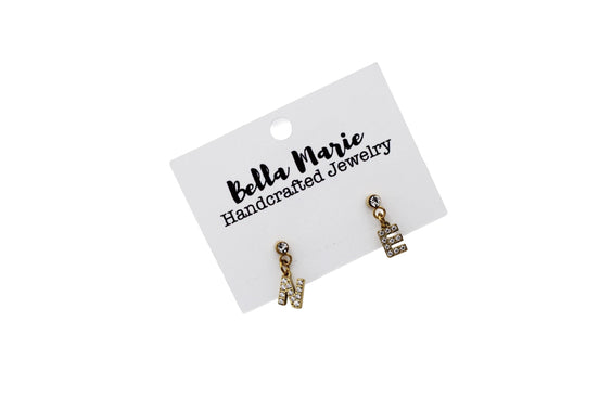 Gold Rhinestone NE Earrings