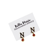 Gold N Red Rhinestone Earrings