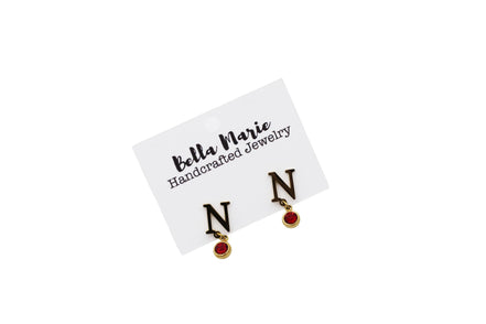 Gold N Red Rhinestone Earrings