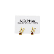 Gold N Red Rhinestone Earrings