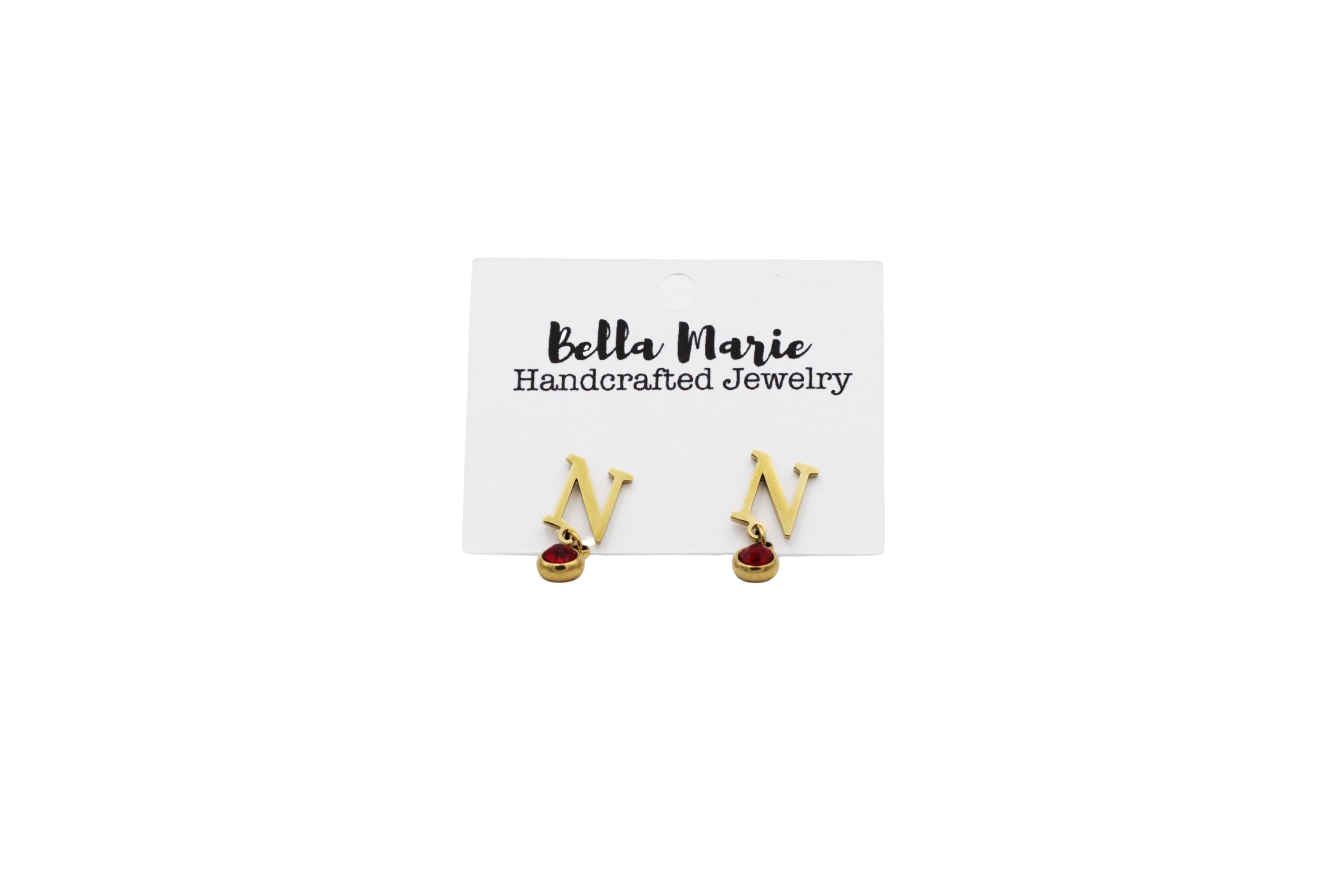 Gold N Red Rhinestone Earrings