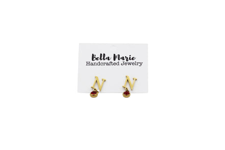 Gold N Red Rhinestone Earrings