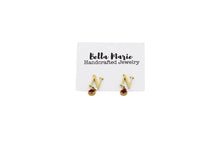 Load image into Gallery viewer, Gold N Red Rhinestone Earrings
