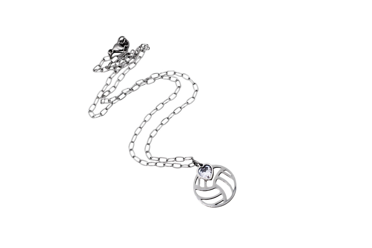 Silver Volleyball Necklace