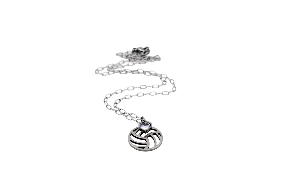 Silver Volleyball Necklace