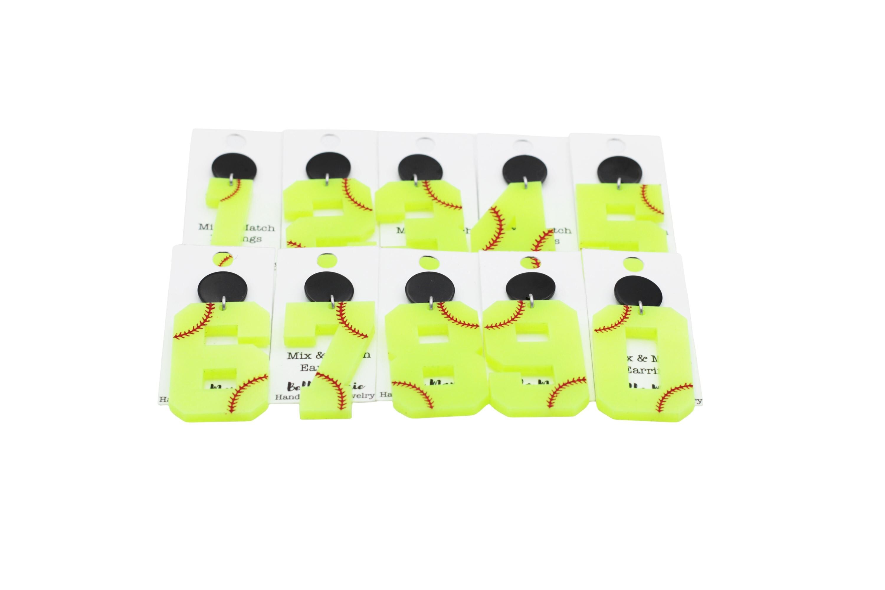 Softball Number Earrings