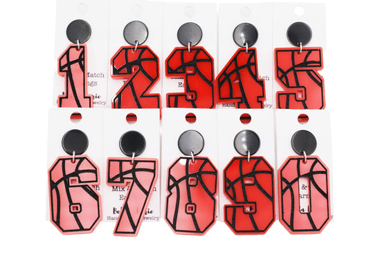 Basketball Number Earrings