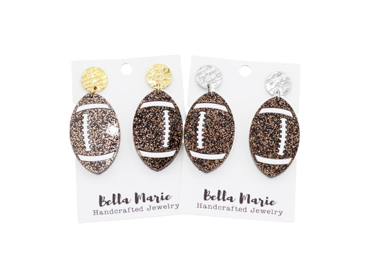 Glitter Football Earrings