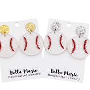 Glitter Baseball Earrings