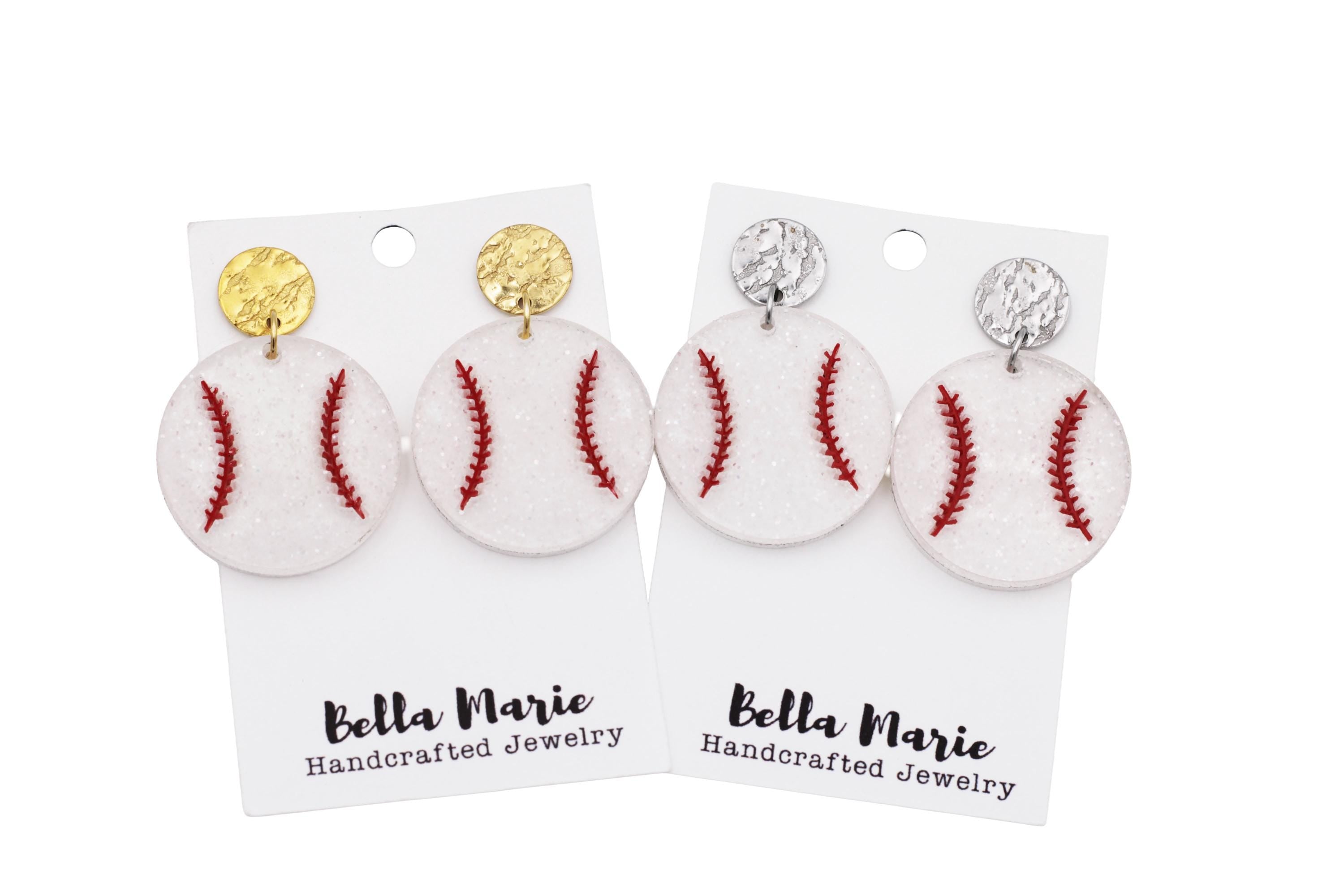 Glitter Baseball Earrings